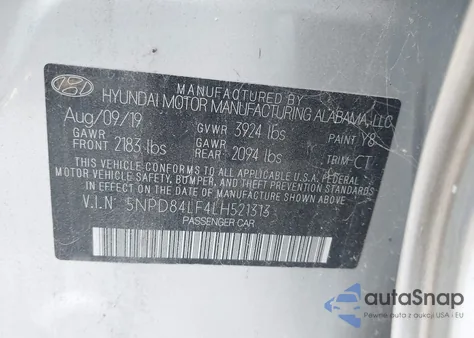 2020 Hyundai Elantra Sel from USA, damaged, VIN 5NPD84LF4LH521313